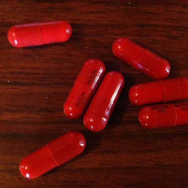 Bottle of CBD CBN sleep capsules with 30mg cannabidiol and 5mg cannabinol per capsule