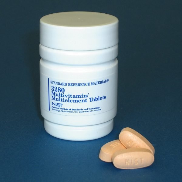 Bottle of postnatal multivitamin capsules with 300mg choline